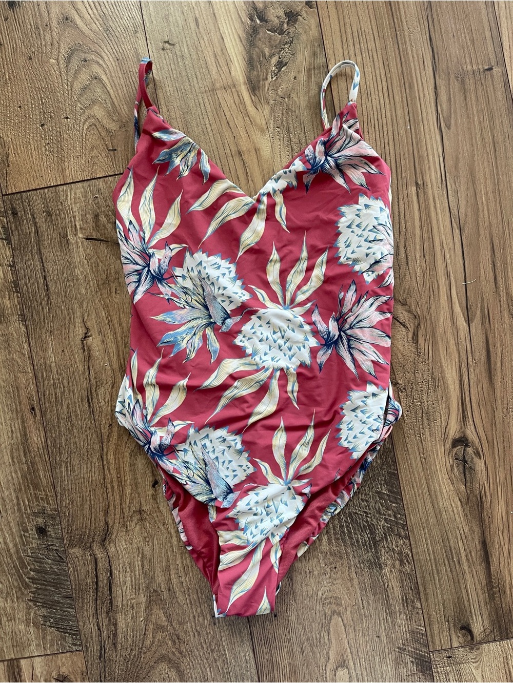 Roxy Coral Pink Tropical Floral One-Piece Swimsuit